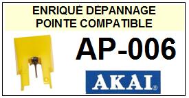 AKAI<br> AP006 AP-006 Pointe (stylus) sphrique pour tourne-disques <BR><small>se 2015-08</small>
